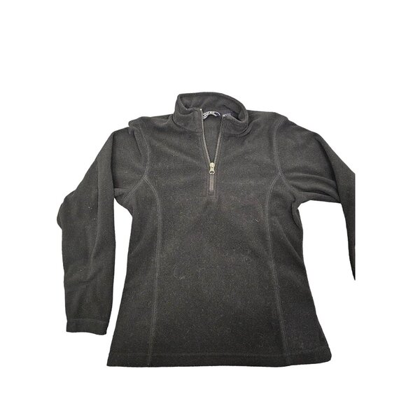 Lands End Kids Size L 12 Black Fleece Half-Zip Pullover School Fall Basic Preppy - Picture 1 of 4